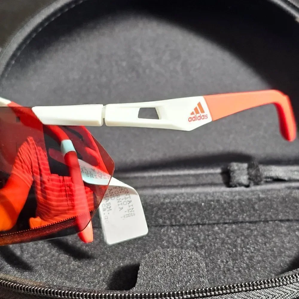 Adidas Sport Sunglasses White Red Interchangeable Lense Cycling Polarized SP0062